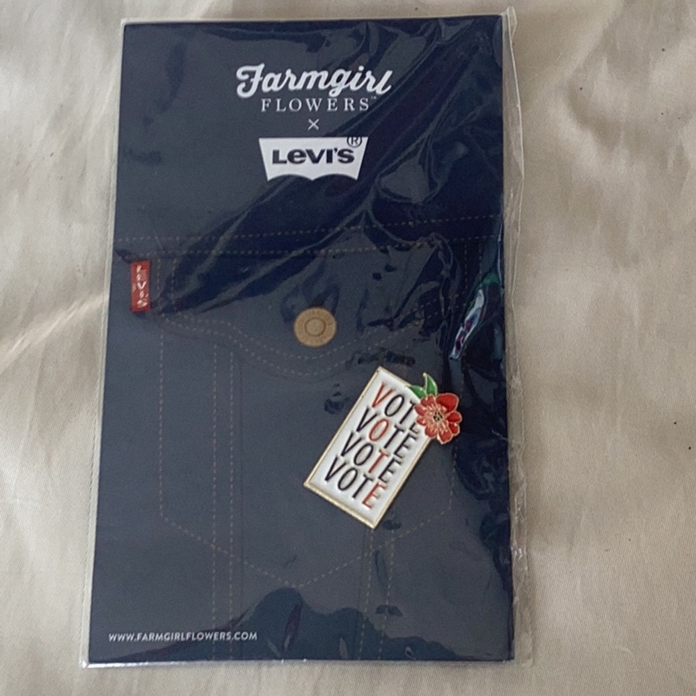 Levi's x Farmgirl Flowers Vote Pin
